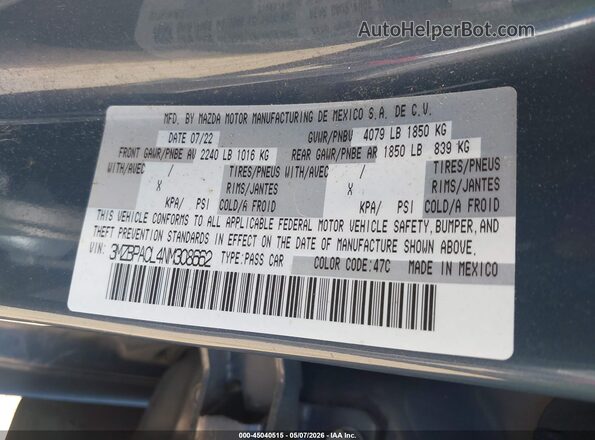 3MZBPACL4NM308662 2022 MAZDA 3 Blue Vista del compartimento del motor