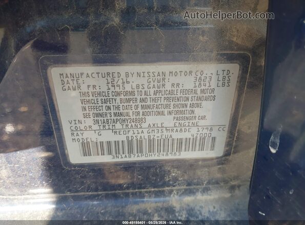3N1AB7AP0HY248983 2017 NISSAN SENTRA Dark Blue Вид підкапотного простору
