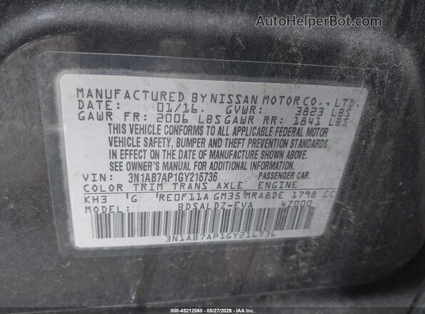 3N1AB7AP1GY216736 2016 NISSAN SENTRA Black Widok komory silnika
