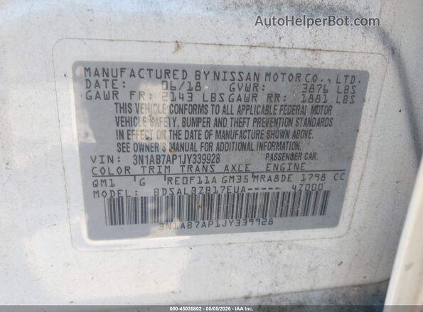 3N1AB7AP1JY339928 2018 NISSAN SENTRA Белый Вид подкапотного пространства