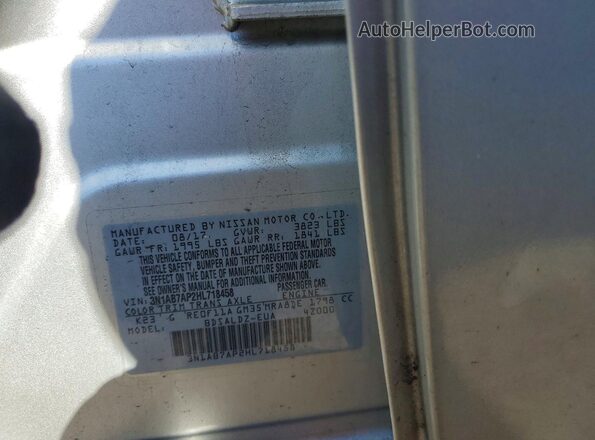 3N1AB7AP2HL718458 2017 NISSAN SENTRA Silver ძრავის განყოფილების ხედი