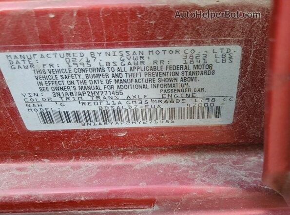 3N1AB7AP2HY271455 2017 NISSAN SENTRA Maroon Շարժիչի բաժամունքի տեսք