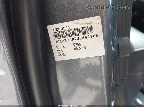 3N1AB7AP2JL644965 2018 NISSAN SENTRA Gray 