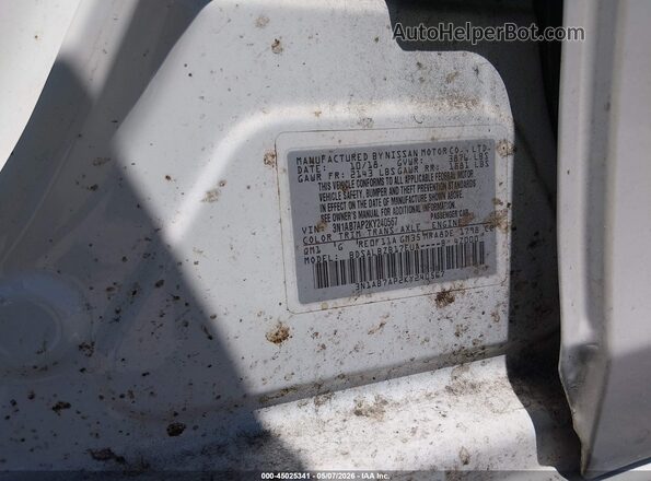 3N1AB7AP2KY240567 2019 NISSAN SENTRA White Widok komory silnika