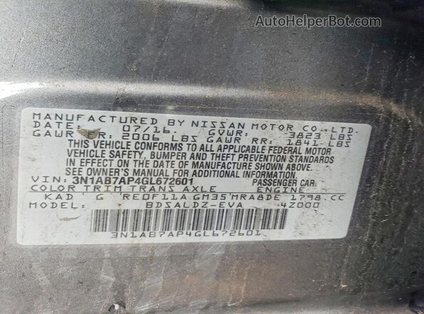 3N1AB7AP4GL672601 2016 NISSAN SENTRA Gray 