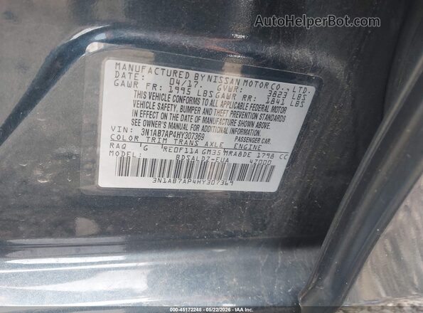 3N1AB7AP4HY307369 2017 NISSAN SENTRA Dark Blue Вид подкапотного пространства