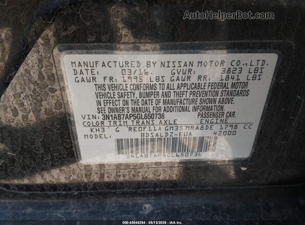 3N1AB7AP5GL650736 2016 NISSAN SENTRA Black Вид підкапотного простору