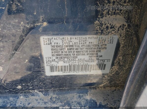 3N1AB7AP6GY319098 2016 NISSAN SENTRA Black Widok komory silnika