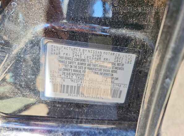 3N1AB7AP6HY315876 2017 NISSAN SENTRA Black ძრავის განყოფილების ხედი