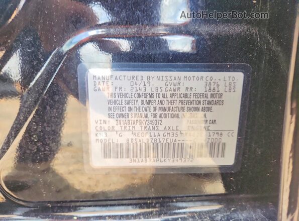 3N1AB7AP6KY349372 2019 NISSAN SENTRA Black 