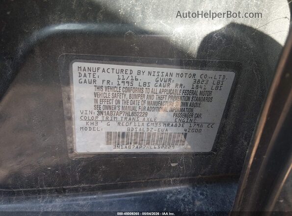 3N1AB7AP7HL652229 2017 NISSAN SENTRA Black 