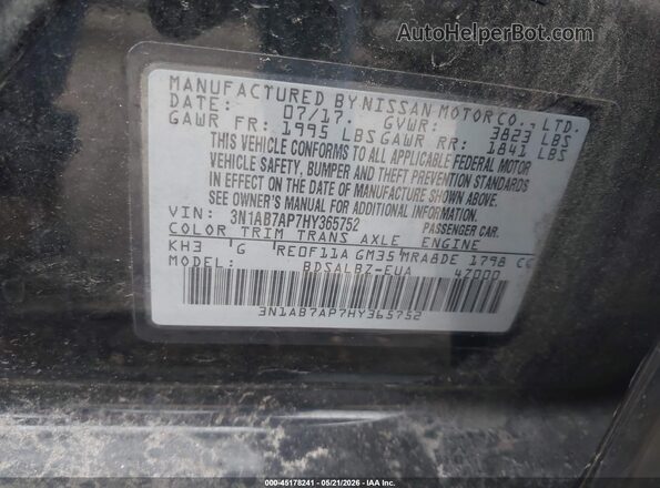 3N1AB7AP7HY365752 2017 NISSAN SENTRA Black 