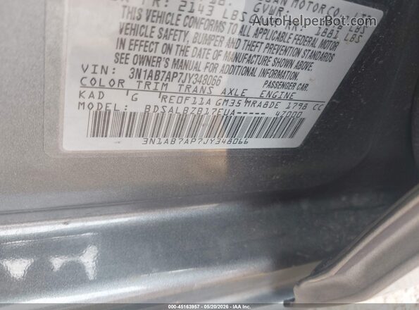 3N1AB7AP7JY348066 2018 NISSAN SENTRA Серый Вид подкапотного пространства