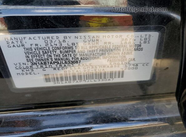 3N1AB7AP9JL633087 2018 NISSAN SENTRA Black 