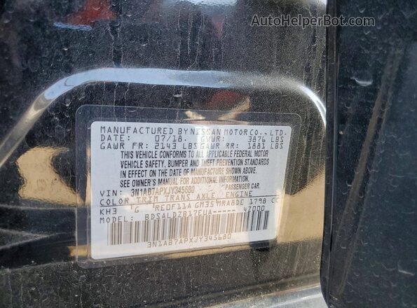3N1AB7APXJY345680 2018 NISSAN SENTRA Black 