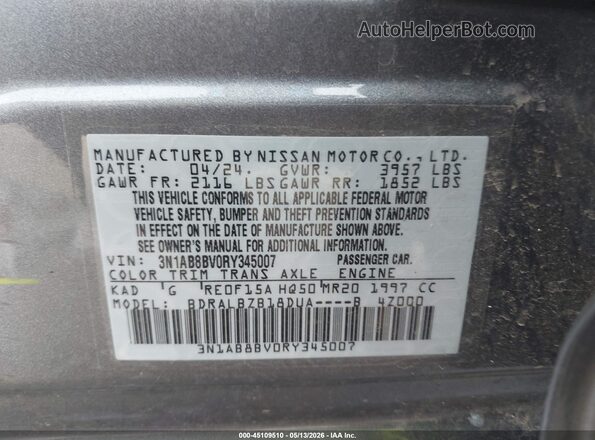 3N1AB8BV0RY345007 2024 NISSAN SENTRA Gray Շարժիչի բաժամունքի տեսք