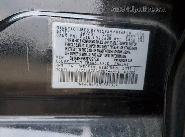 3N1AB8BV5MY227334 2021 NISSAN SENTRA Черный 