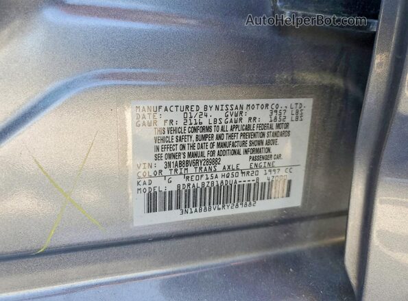 3N1AB8BV6RY289882 2024 NISSAN SENTRA Charcoal Widok komory silnika
