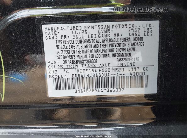 3N1AB8BV6SY368037 2025 NISSAN SENTRA Black ძრავის განყოფილების ხედი
