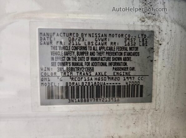 3N1AB8BV7RY213958 2024 NISSAN SENTRA White ძრავის განყოფილების ხედი