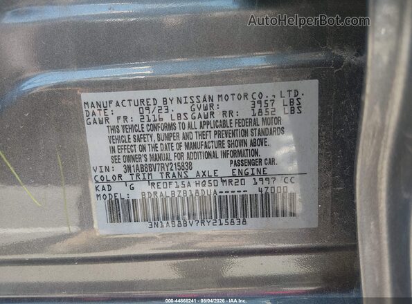 3N1AB8BV7RY215838 2024 NISSAN SENTRA Gray Вид підкапотного простору