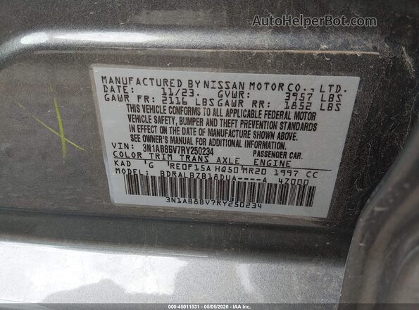 3N1AB8BV7RY250234 2024 NISSAN SENTRA Gray Engine compartment view