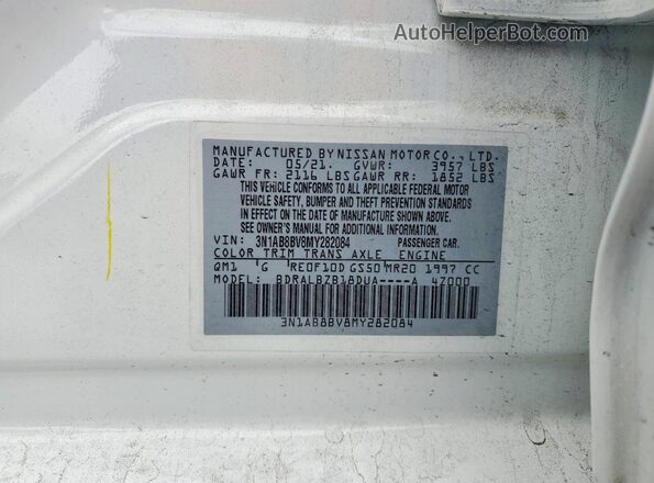 3N1AB8BV8MY282084 2021 NISSAN SENTRA White Engine compartment view