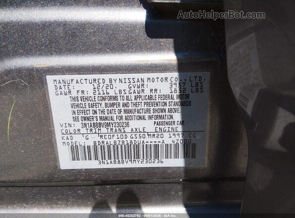 3N1AB8BV9MY230236 2021 NISSAN SENTRA Серый Вид подкапотного пространства