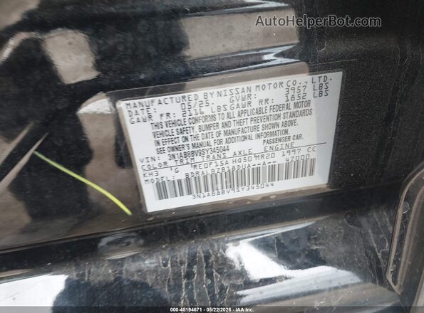 3N1AB8BV9SY345044 2025 NISSAN SENTRA Black Engine compartment view