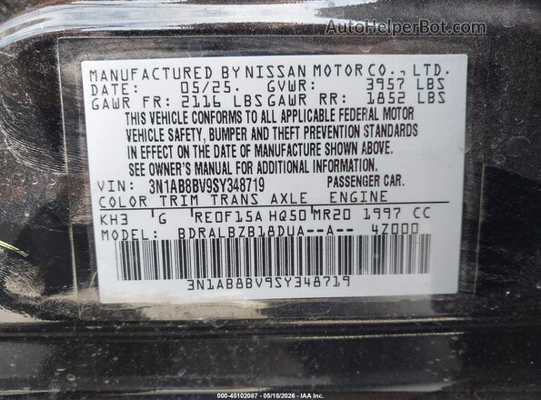 3N1AB8BV9SY348719 2025 NISSAN SENTRA Black ძრავის განყოფილების ხედი
