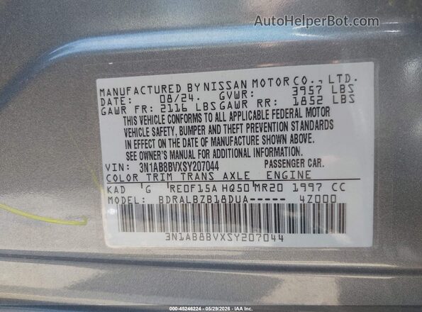 3N1AB8BVXSY207044 2025 NISSAN SENTRA Gray Widok komory silnika
