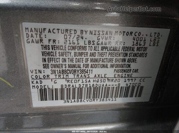 3N1AB8CV0RY385411 2024 NISSAN SENTRA Серый 