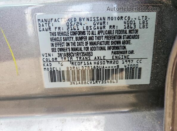3N1AB8CV1RY354863 2024 NISSAN SENTRA Gray Vista de la etiqueta del VIN