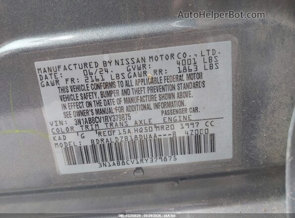 3N1AB8CV1RY379875 2024 NISSAN SENTRA Gray Շարժիչի բաժամունքի տեսք