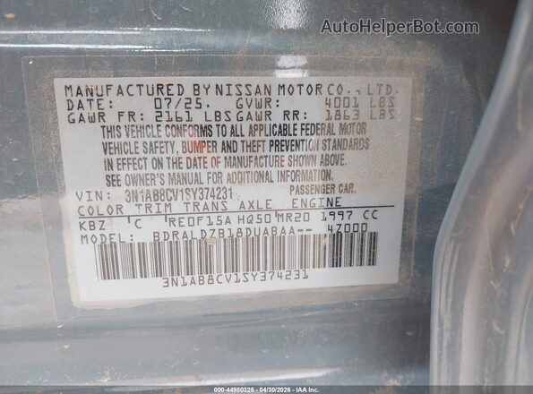 3N1AB8CV1SY374231 2025 NISSAN SENTRA Blue Vista del compartimento del motor