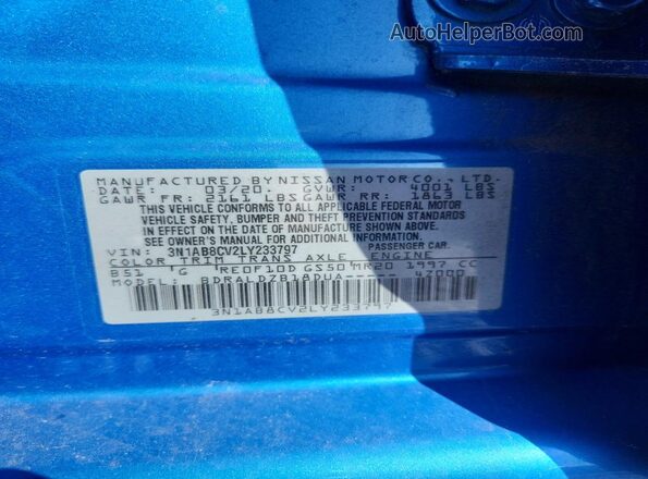 3N1AB8CV2LY233797 2020 NISSAN SENTRA Blue 