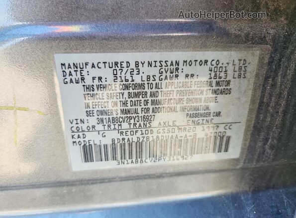 3N1AB8CV2PY316927 2023 NISSAN SENTRA Gray 