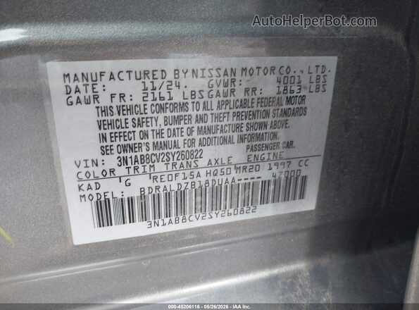 3N1AB8CV2SY260822 2025 NISSAN SENTRA Серый Вид подкапотного пространства