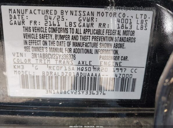 3N1AB8CV2SY336376 2025 NISSAN SENTRA Черный Вид подкапотного пространства