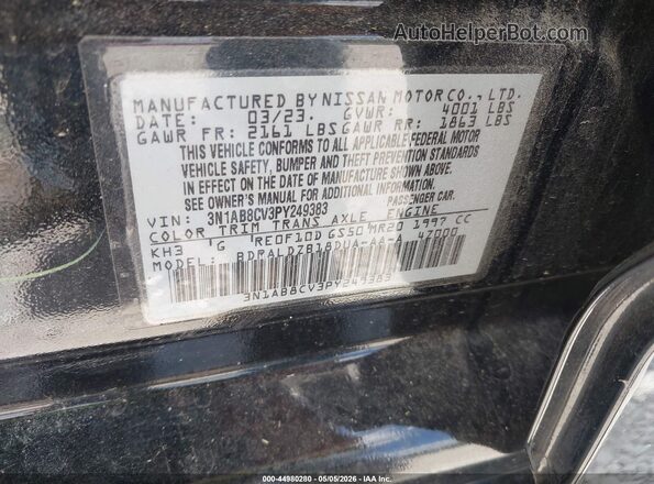 3N1AB8CV3PY249383 2023 NISSAN SENTRA Черный 