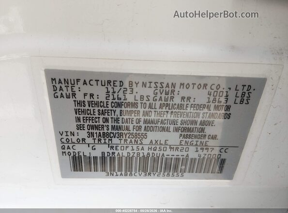 3N1AB8CV3RY258555 2024 NISSAN SENTRA White Engine compartment view