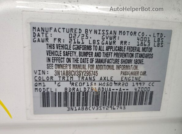 3N1AB8CV3SY296745 2025 NISSAN SENTRA White Вид підкапотного простору