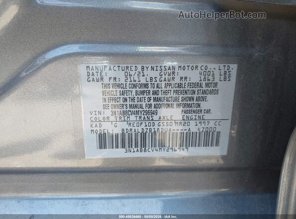 3N1AB8CV4MY296949 2021 NISSAN SENTRA Gray 