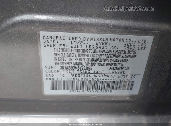 3N1AB8CV4SY233878 2025 NISSAN SENTRA Серый 