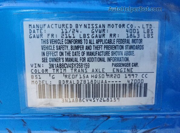 3N1AB8CV4SY268159 2025 NISSAN SENTRA Blue 