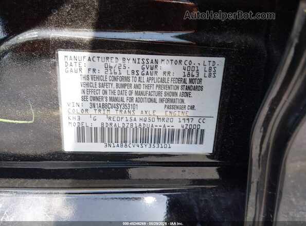 3N1AB8CV4SY353101 2025 NISSAN SENTRA Black Vista del compartimento del motor
