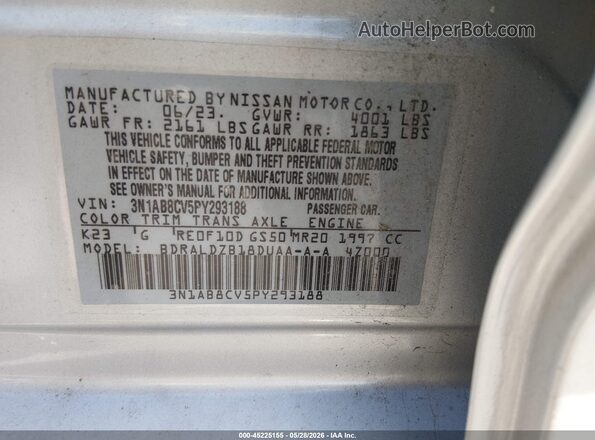 3N1AB8CV5PY293188 2023 NISSAN SENTRA Silver ძრავის განყოფილების ხედი