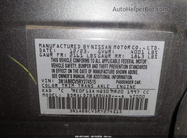 3N1AB8CV5RY274515 2024 NISSAN SENTRA Серый 