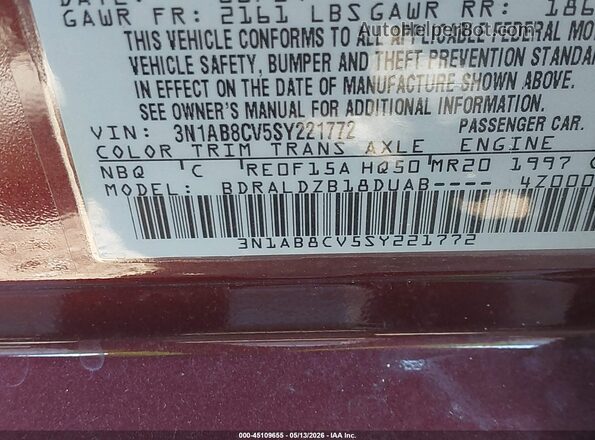 3N1AB8CV5SY221772 2025 NISSAN SENTRA Burgundy Vista del compartimento del motor