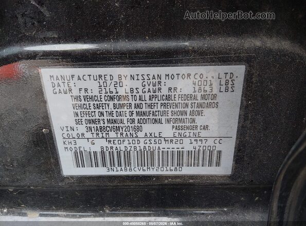 3N1AB8CV6MY201680 2021 NISSAN SENTRA Black Widok komory silnika
